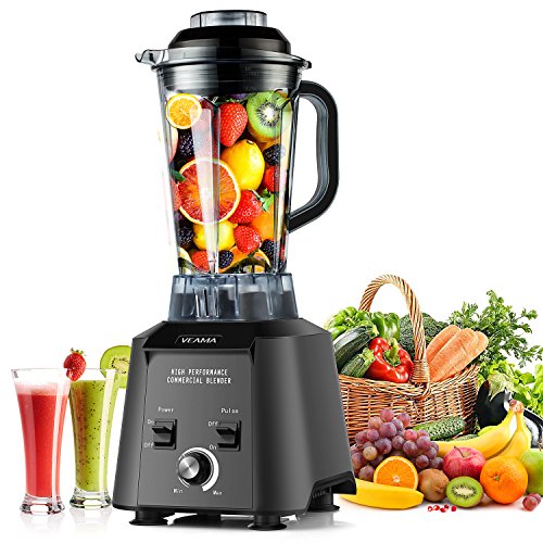 Batidora de Vaso VEAMA Licuadora Smoothie Maker Blender Mezclador Eléctrico Profesional de alta Velocidad Batidora 32.000 rev/min, 1680W, BPA de 2.5 litros con 6 Cuchillos de Acero Inoxidable