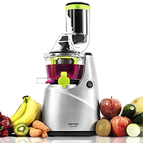 Cecotec Licuadora Verduras de Prensado en Frío Cecojuicer Pro. Extractor de Jugo con Canal XL para Fruta Entera, 250 W, 0,8 Litros, 0.8 litros, plástico, Acero, 3 Velocidades, Gris Claro