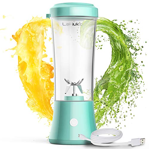 Lahuko Licuadora Portátil USB Recargable， Batidora de Vaso Individual Extractor de Zumos 380ml sin BPA y Limpieza Fácil， Mini Portable Blender Juicer para Fruta Verdura Batido Smoothie y Comida Bebé
