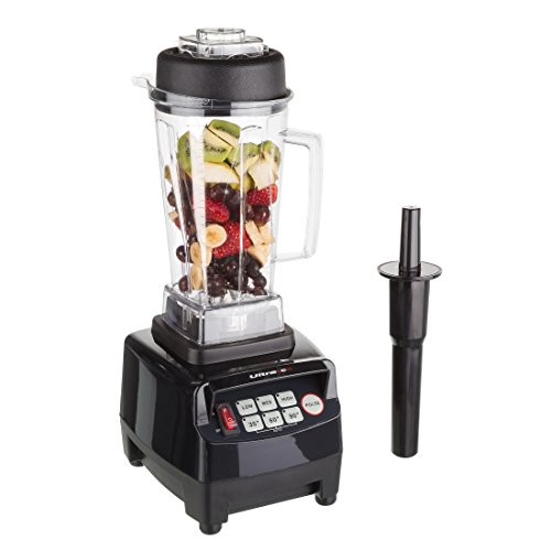 Ultratec 331400000120 Batidora de Vaso Profesional de 2 litros/sin BFA / 1500 W / 22 000 RPM / 6 Cuchillas de Acero Inoxidable/con majadero/Incluye Libro de Recetas de Smoothies, Plástico, Negro