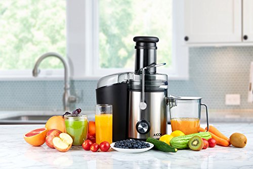 Licuadora Para Verduras y Frutas, Aicok Boca Ancha de 75MM Extractor de Zumos Exprimidor Centrífugo, 800W Extractor de Zumos de Acero Inoxidable, 2 Velocidades con Base Antideslizante, Libre de BPA Licuadora Para Verduras y Frutas, Aicok Boca Ancha de 75MM Extractor de Zumos Exprimidor Centrífugo, 800W Extractor de Zumos de Acero Inoxidable, 2 Velocidades con Base Antideslizante, Libre de BPA