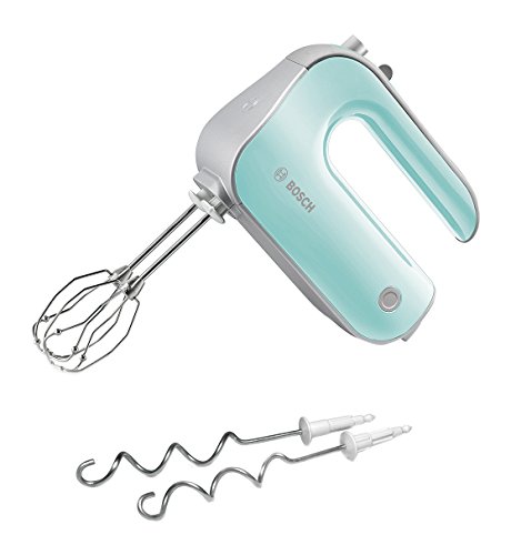 Bosch Styline MFQ40302 - Batidora de repostería, 500 W, 5 velocidades y función Turbo, varillas batidoras y garfios amasadores, color menta y gris Bosch Styline MFQ40302 - Batidora de repostería, 500 W, 5 velocidades y función Turbo, varillas batidoras y garfios amasadores, color menta y gris