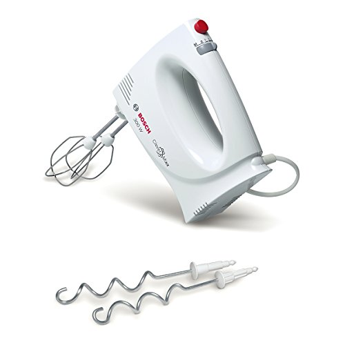 Bosch MFQ3020 - Batidora de repostería, 300 W, 4 velocidades y función Turbo, varillas batidoras y garfios amasadores, color blanco Bosch MFQ3020 - Batidora de repostería, 300 W, 4 velocidades y función Turbo, varillas batidoras y garfios amasadores, color blanco