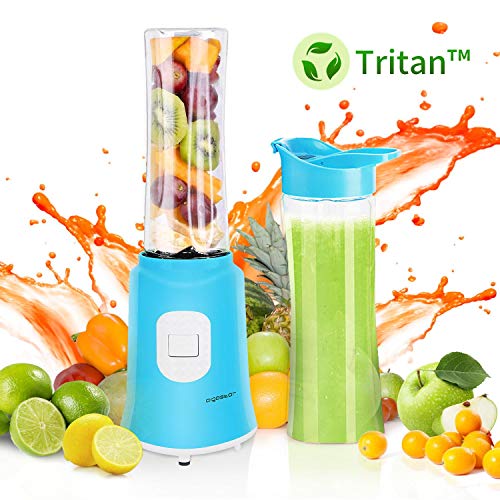 Aigostar Sky 30IWX - Batidora de vaso portátil para smoothies, batidos y picadora de frutas. 350W, Incluye 2 vasos portátiles de Tritan de 600ml de capacidad y 2 tapas. Libre de BPA. Diseño exclusivo.