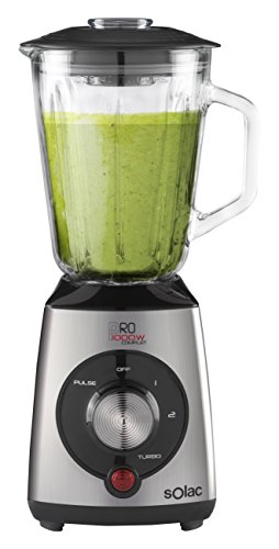Solac BV5713 Batidora de Vaso, 1000 W, 1.5 litros, 0 Decibeles, 2 Velocidades, Negro, Acero Inoxidable
