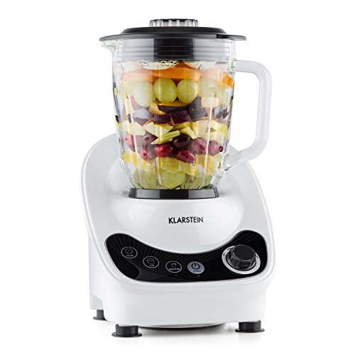 Klarstein Mambo 5 batidora mezcladora (800 W, 1.1 HP, 3 velocidades, Recipiente de Vidrio de 1,5 l, Cuchillas de Acero Inoxidable) - Blanco