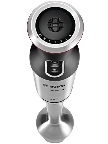 Bosch MaxoMixx MSM88190 - Batidora de mano, 800 W, regulador electrónico de velocidad, cúpula con cuatro cuchillas, set completo de accesorios, color negro y gris