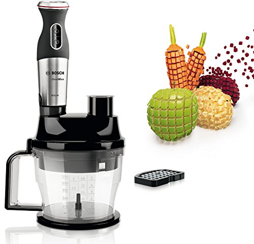 Bosch MSM881X2 - Licuadora manual, 800 W, 12 velodidades, 220-240 V, acero inoxidable, color negro y gris