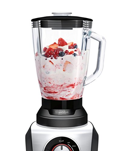 Bosch SilentMixx MMB65G0M - Batidora de vaso, 800 W, 2.3 litros, selector de velocidad variable con diferentes programas, cuchillas Easy KlickKnife, jarra termoresistente, color negro y acero