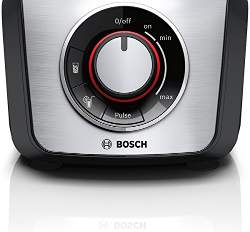 Bosch SilentMixx MMB65G0M - Batidora de vaso, 800 W, 2.3 litros, selector de velocidad variable con diferentes programas, cuchillas Easy KlickKnife, jarra termoresistente, color negro y acero