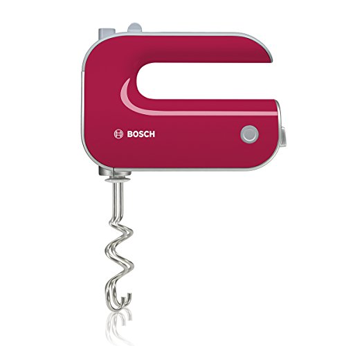 Bosch Styline Red Diamond MFQ40304 - Batidora de repostería, 500 W, 5 velocidades y función Turbo, varillas batidoras y garfios amasadores, color fucsia y gris