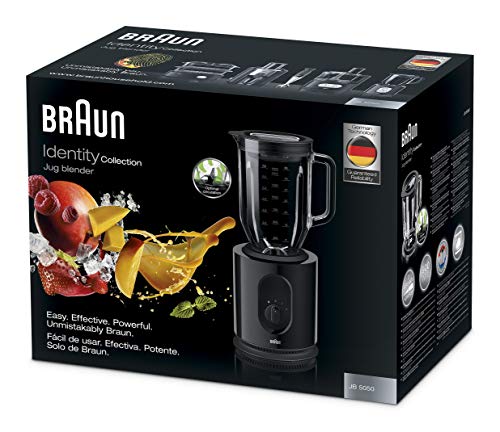 Braun JB5050 Batidora de vaso, Potencia Dual, Vaso thermoresist 2L, 2 Velocidades, Variedad Funciones, Cuchilla triturar extraíble, 900 W, Negro