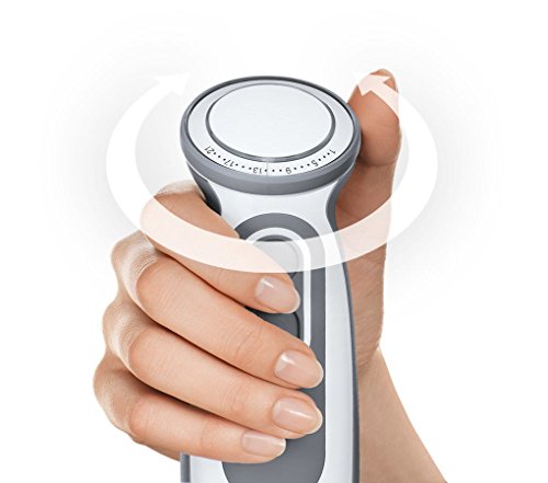 Braun Minipimer 5 MQ5000 Soup - Batidora de mano, 750 w potencia, 21 velocidades, campana acero inoxidable, incluye vaso medidor 600 ml, blanco y gris