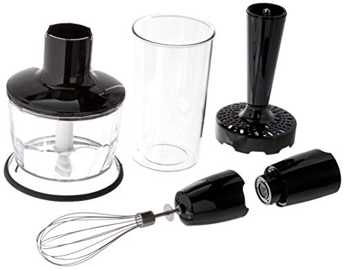 Braun Minipimer 9 MQ9037x Sauce - Batidora de mano eléctrica, tecnología active blade, campana anti-salpicaduras, picadora de 0.5 l y varillas, 1000 w, plástico, negro y plata