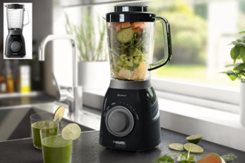 Philips HR2173/90 Batidora de Vaso, 600 W, 2 l, 2 litros, Plástico, 2 Velocidades, Negro y Gris