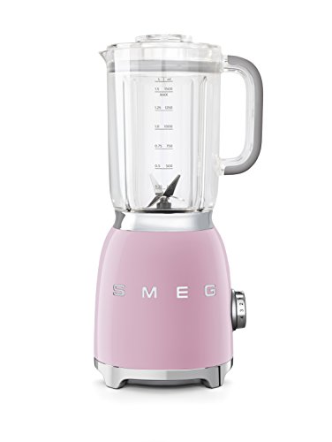 SMEG Batidora BLF01PKEU, 800 W, Vidrio, 4 Velocidades, Rosa Pastel