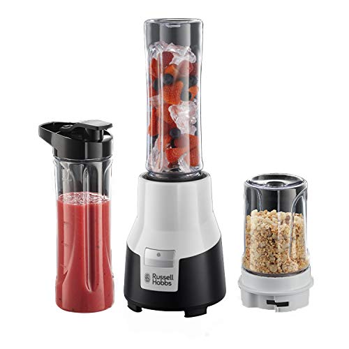 Russell Hobbs Aura Mix & Go Pro Mini Batidora, 300 W, Plástico, Negro y blanco